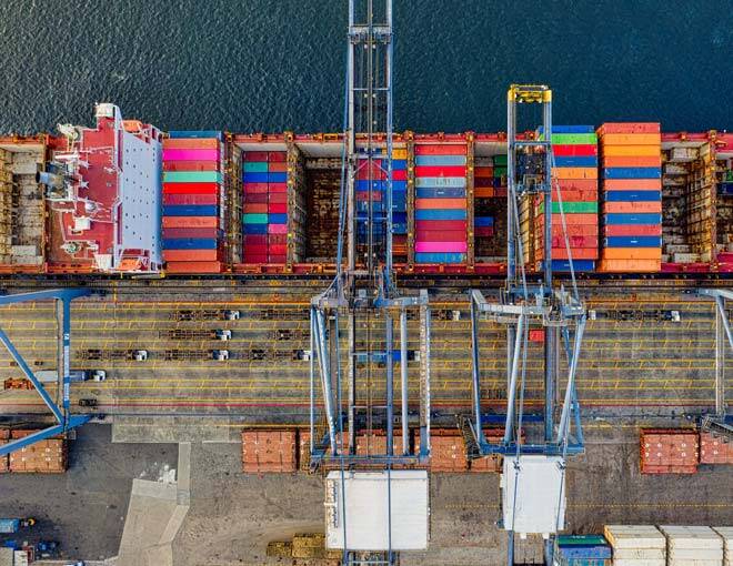 Container ship in port